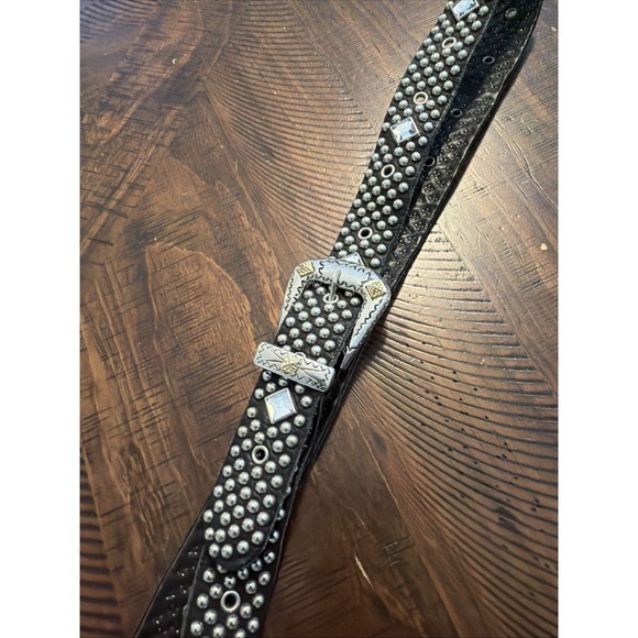 Other - Belt Vintage Y2K Drip Black Leather All Studded Rhinestone Western Streetwear